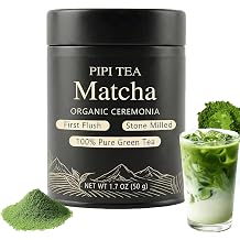 Pipi Tea Matcha,Pipi Tea Matcha Organic Ceremonial,Organic Matcha Powder Green Tea,Vibrant Green,Smooth for Ceremonies,Usucha,Lattes,50g 1PCS