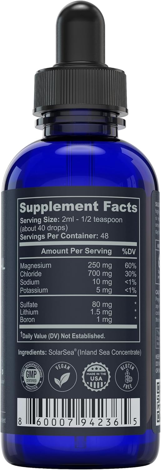 Trace Mineral Complex – 4 oz (48Servings) – 72+ Ionic Minerals Concentrate/Magnesium, Chloride, Boron, Potassium/Supports Hydration & Electrolyte Balance