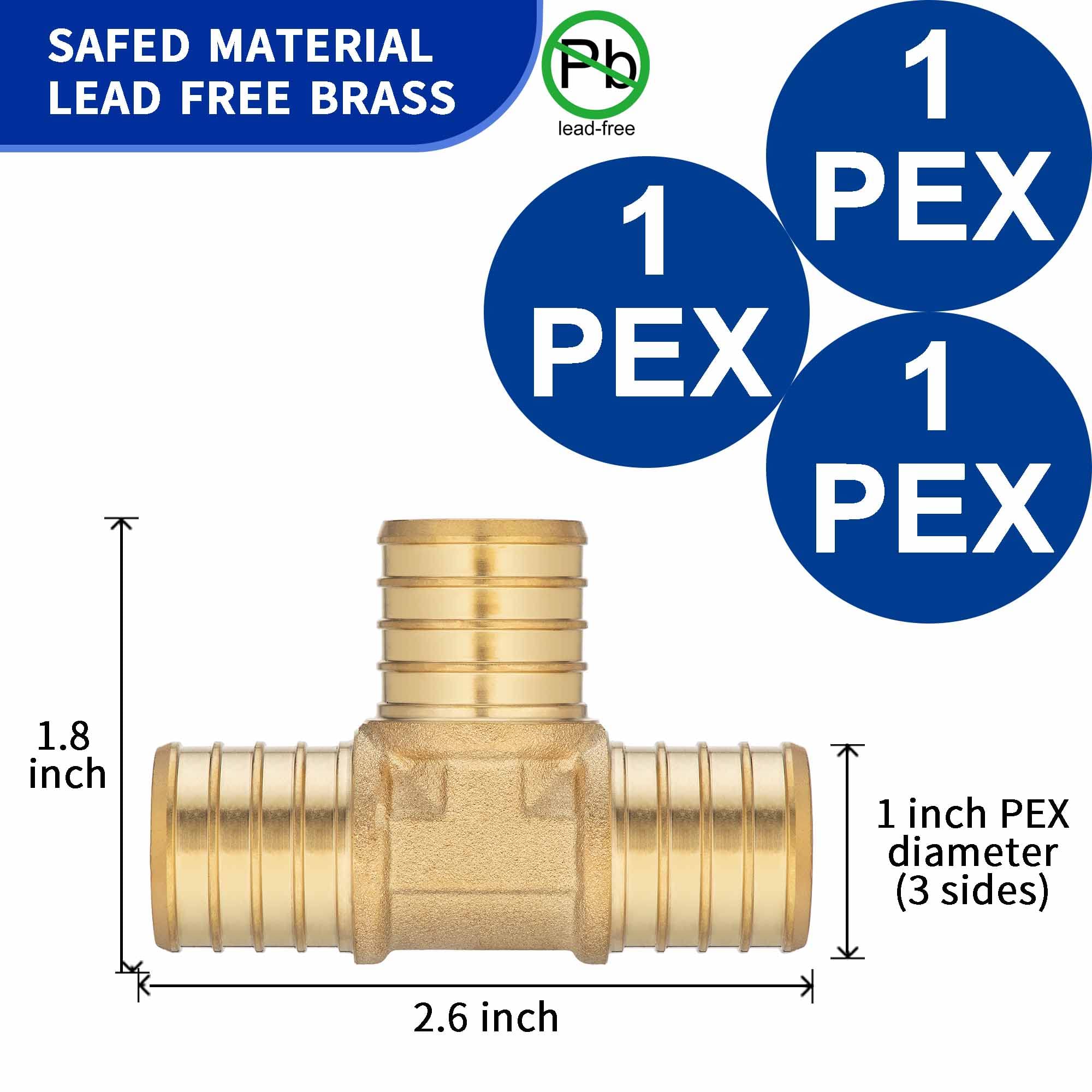 (10 sztuk) Lidertik 1 PEX Tee mosiężne rury T zaciskane złączki Pex 2.5 cm, 2.5 cm PEX B F1807 do 2.5 cm PEX B F1807 do 2.5 cm PEX B F1807 adapter mosiądz LI-APXT1 (10 sztuk)