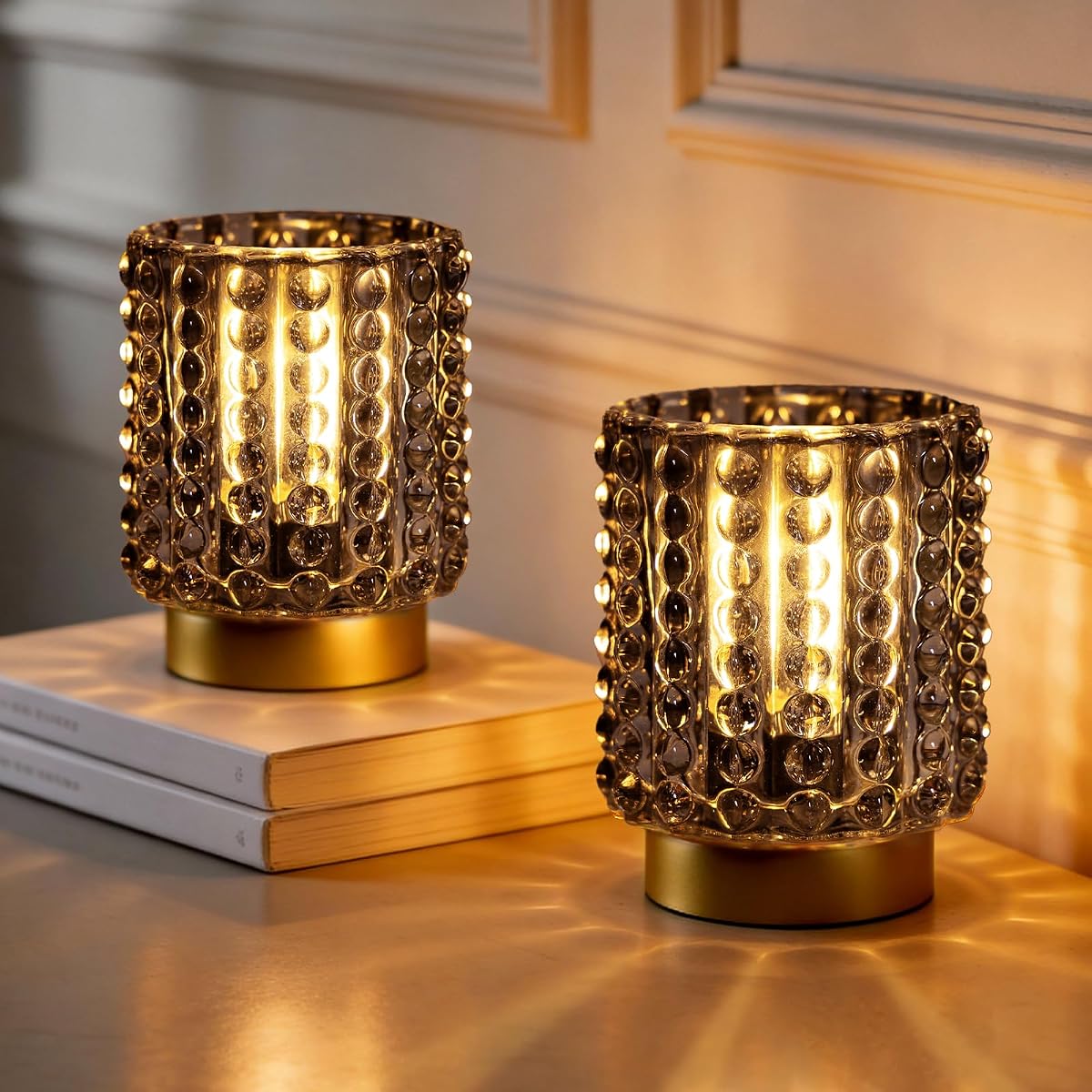 Battery Operated Lamp with Timer Mini Crystal Table Lamps for Home Decor Small