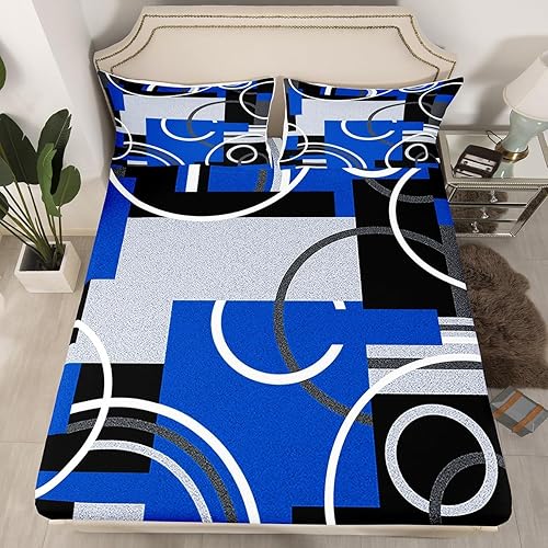 Vista 49 de Juego de sábanas modernas de tamaño Queen, color amarillo, gris y negro, juego de sábanas geométricas a rayas para niños, niñas, niños y Multi 039