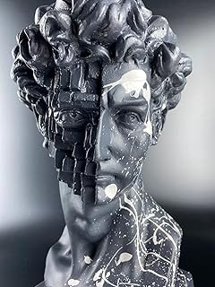 David Bust Sculptures & Statues, Greece Statue, David Statue, David"White Splash", Large Male Sculpture, Greek Sculpture, Sculpture Decor, Pop Art Sculpture