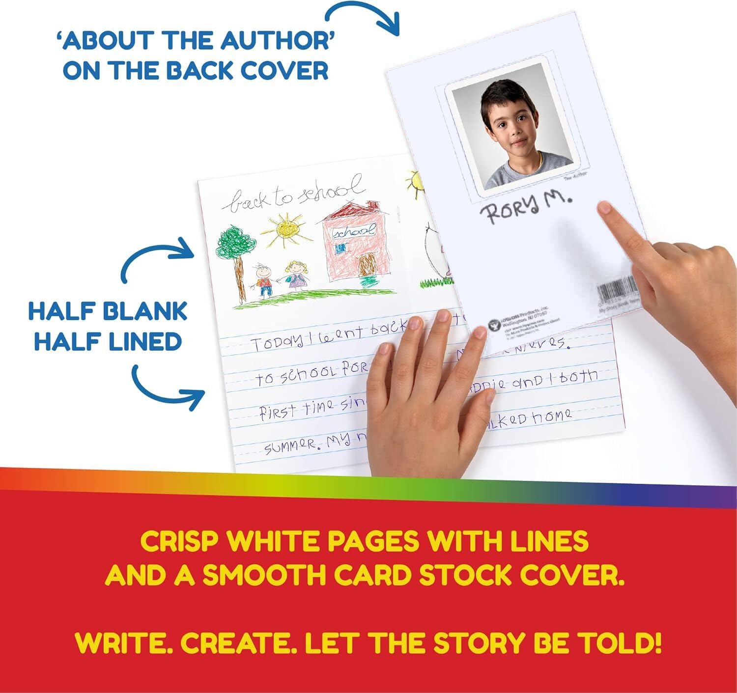 Hygloss Half Blank Books for Kids to Write Stories and Illustrate – Bulk 6 Pack – 5.5" x 8.5" A5 – Small Primary Journal for Grades K-2, Preschool/Kindergarten Notebook with Picture Space – 24 Pages - Image 4