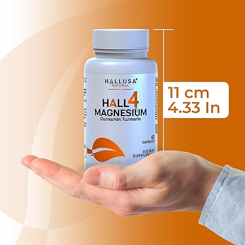 Miniatura 7 de HALL4 Magnesio 60 cápsulas 4 complejos de magnesio malato, aspartato, taurato, bisglicinato y curcumina cúrcuma energía, función muscular, salud