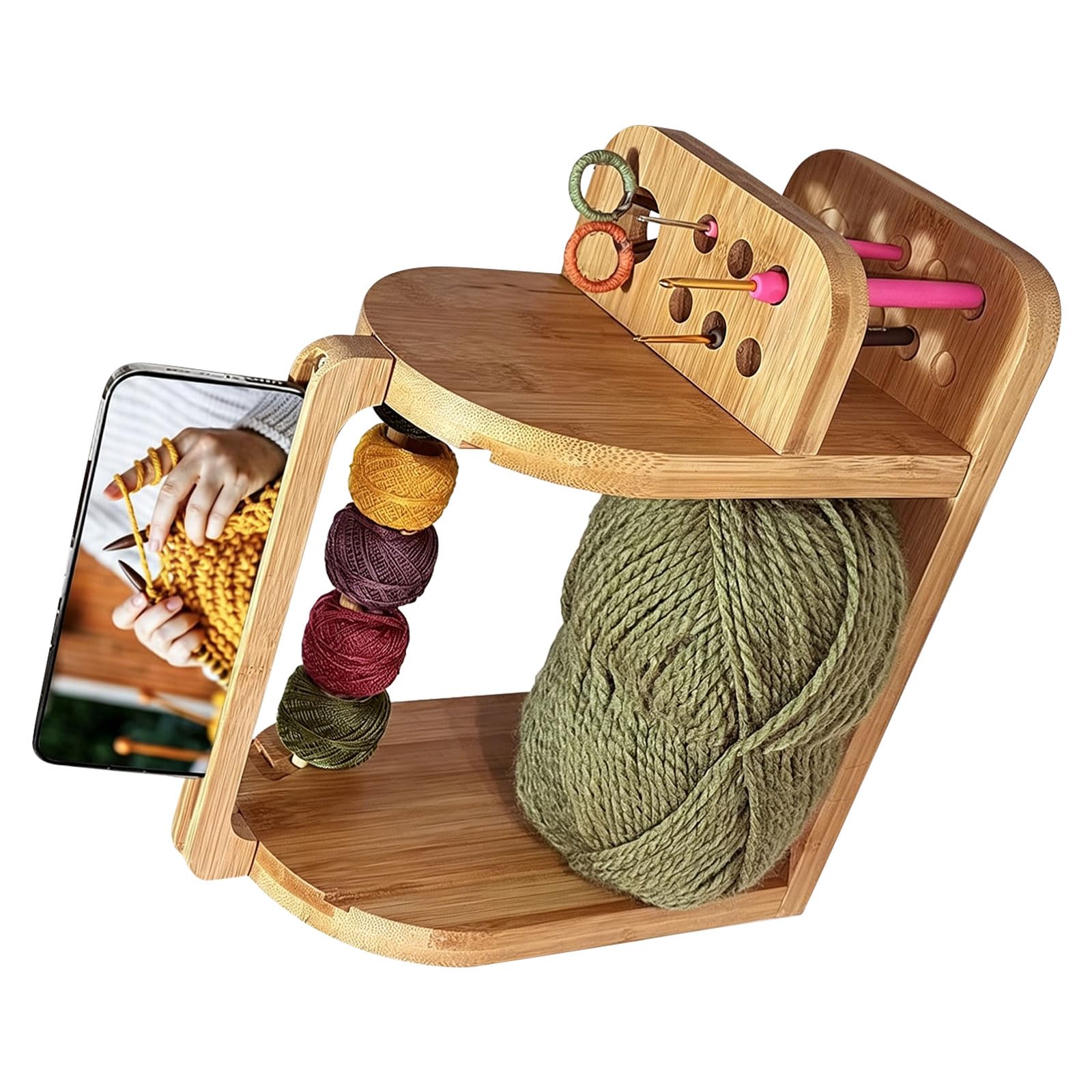 Kaeltsyn Premium Yarn Winder Containing Combined Stand and Craft Supply Holder Knitting Supplies Planner Stitching Equipment Storage Box Portable Thread Cart Knitters Craft Station Planner