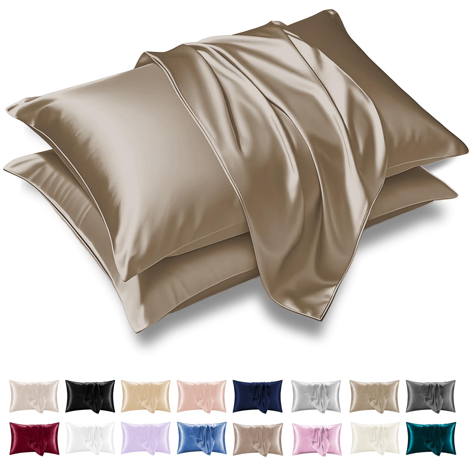 Grace Satin Silk Pillowcases 4 Pack - Satin Pillowcase for Hair and Skin - Ultrasoft Hypoallergenic Pillow Cases with Envelope Closure