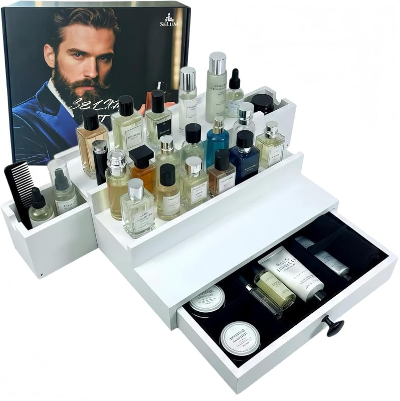 Organizador de Colônias SeLuM em Madeira com 3 Níveis, Branco, Modelo 001
