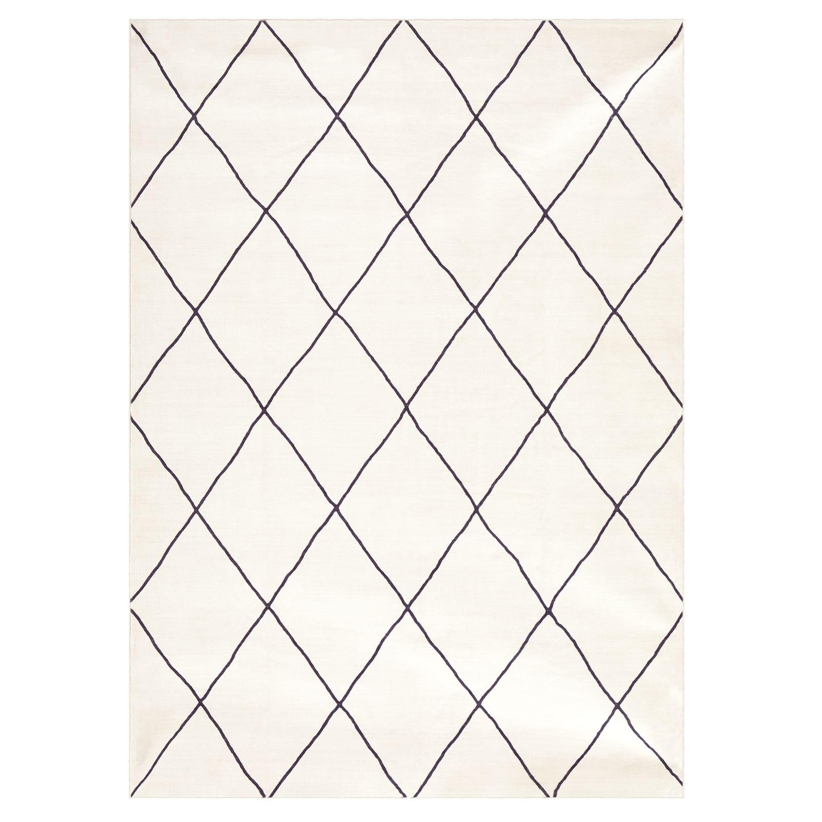 IDIMEX Teppich Rhomb waschbar 160 x 230 Cremeweiß, Rautenmuster, weicher Kurzflor, modern, skandinavisch, Mikrofaser, gummierte Unterfläche, schmutz- und wasserabweisend, pflegeleicht