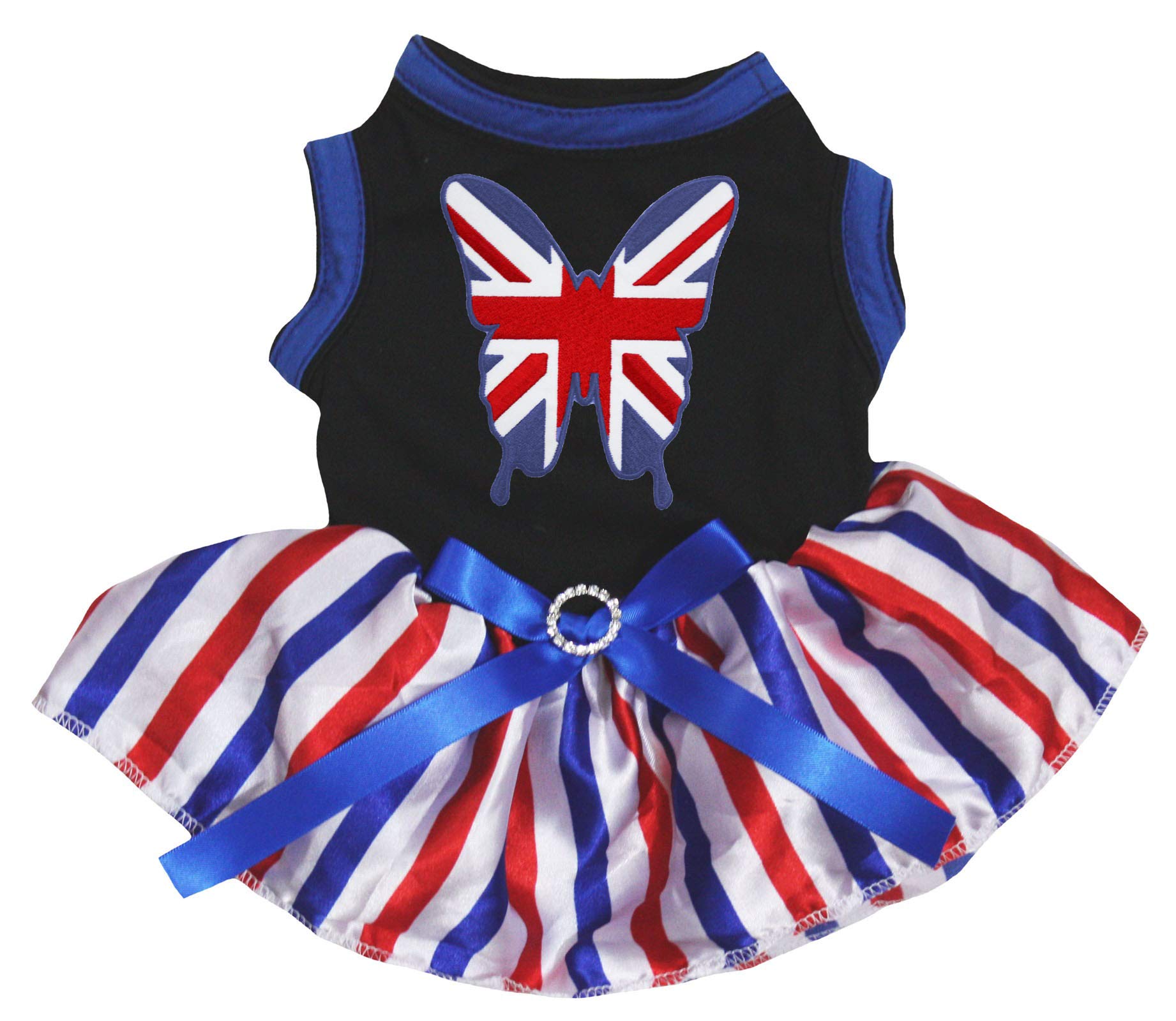 Robe de chiot style britannique vêtement chien avec nœud papillon noir tutu