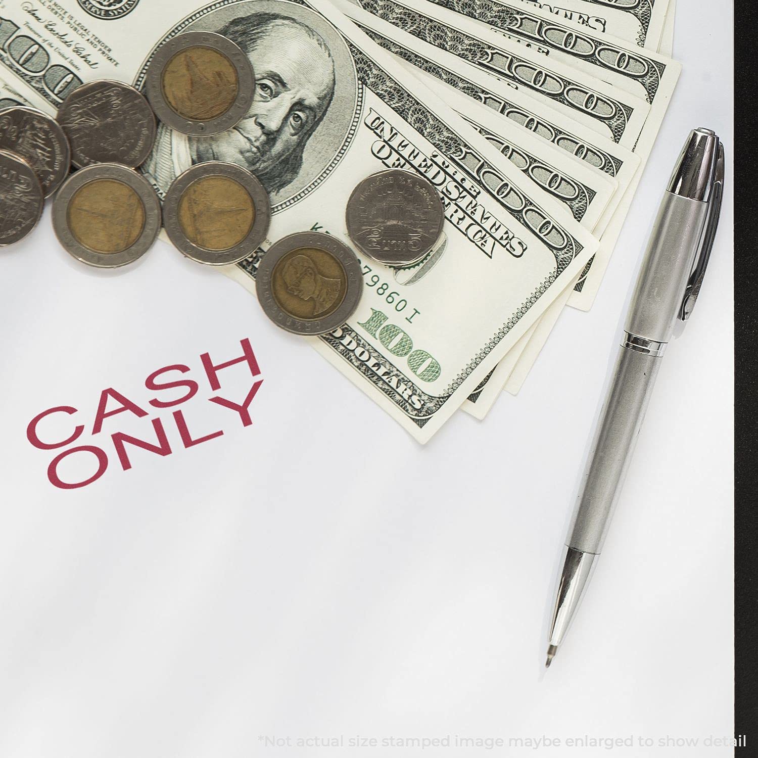 Tampon en caoutchouc Cash Only Grand format Acorn Sales pour marquage