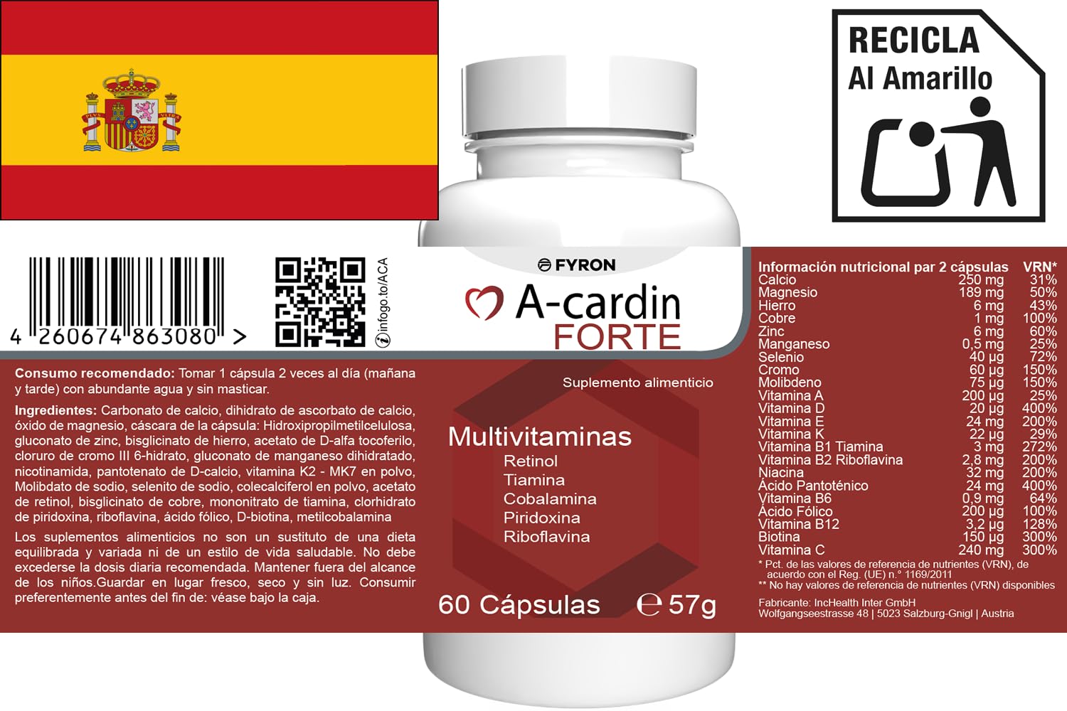 A-cardin Forte - 60 Kapseln - 1er Pack