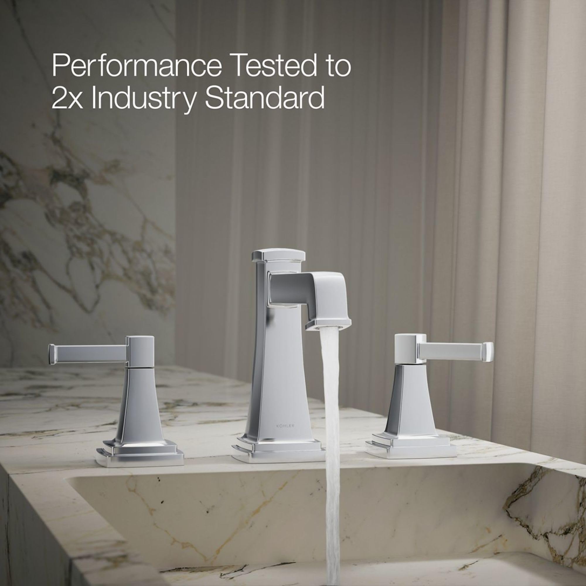 KOHLER 27399-4N-CP RIFF Widespread Bathroom Sink Faucet, Polished