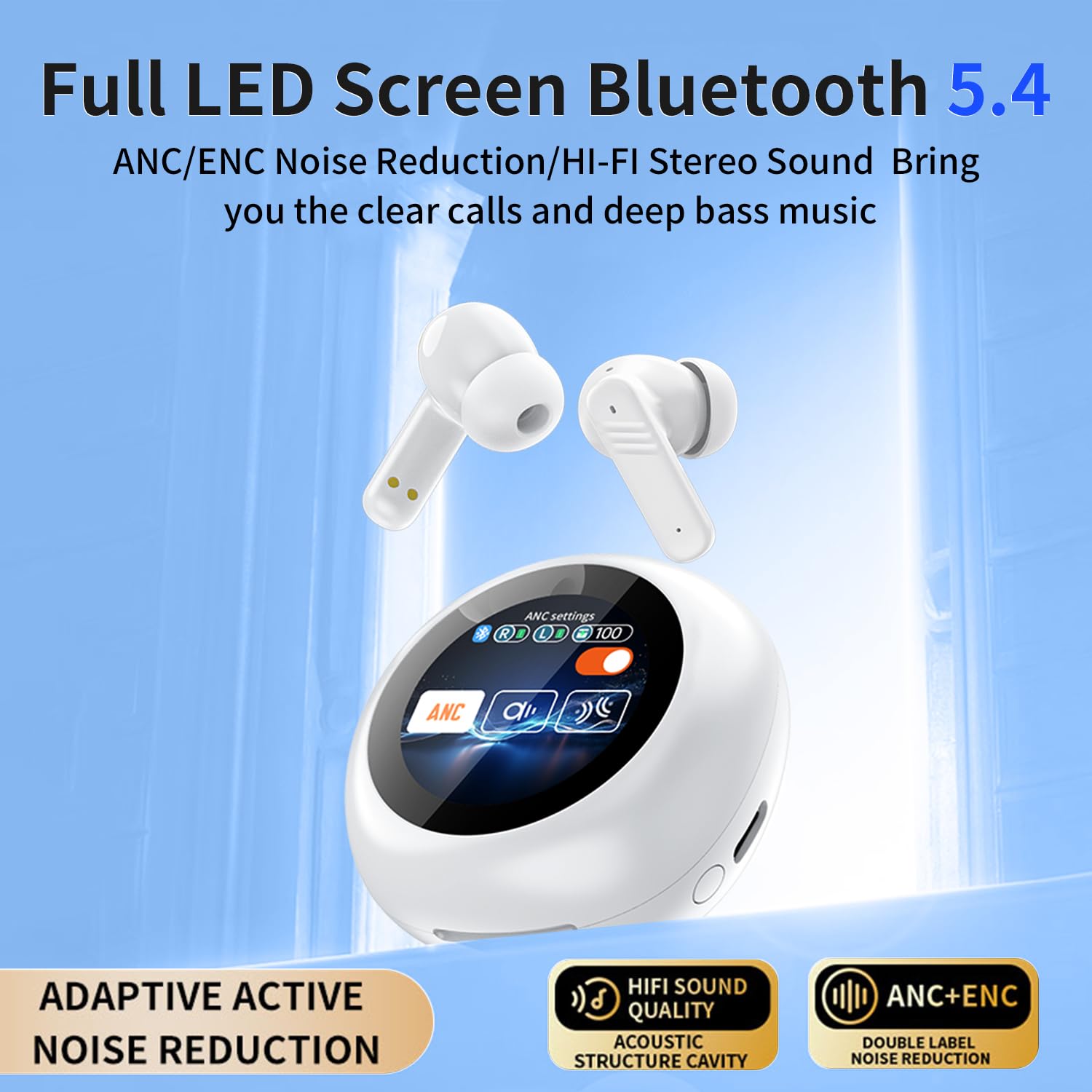 SZHYHTIKI Wireless Bluethooth Earphones,Touch Screen Bluetooth