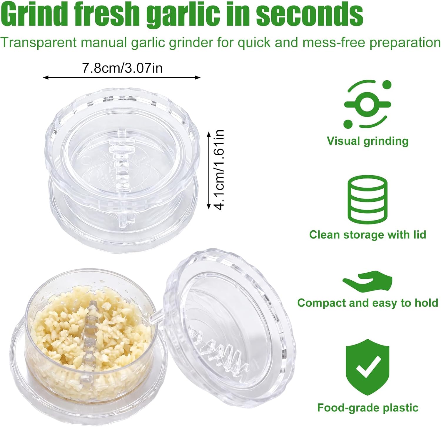 NQEUEPN 2pcs Clear Manual Garlic Twister Mincer, Practical Kitchen Gadget