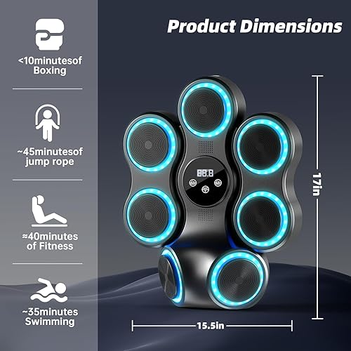 Miniatura 3 de Máquina de boxeo musical para adultos y niños, entrenador de boxeo interactivo con guantes de boxeo, blanco de boxeo electrónico de gran tamaño