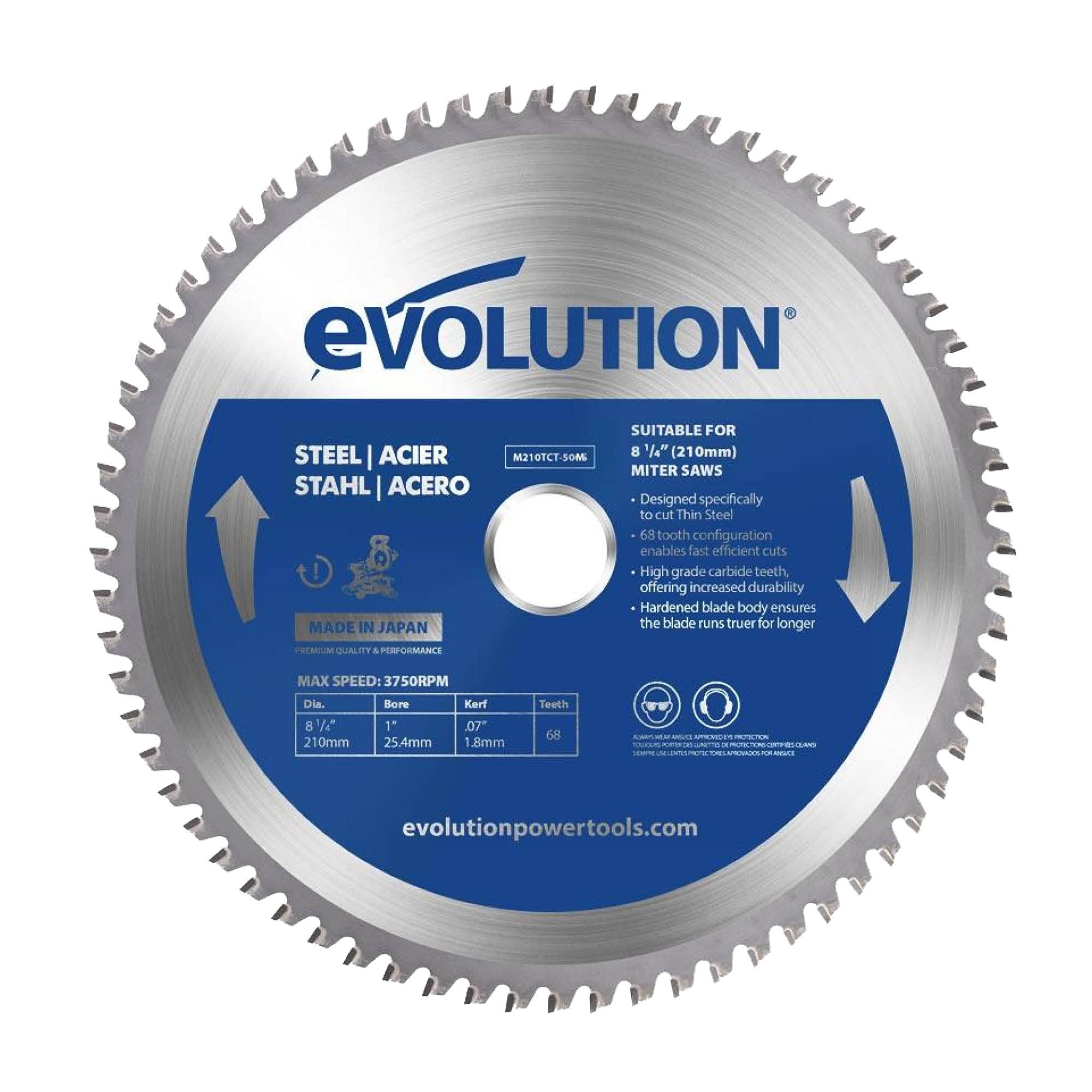 Evolution Mild Steel Cutting Mitre Saw Blade 210 X 25.4Mm X 50T