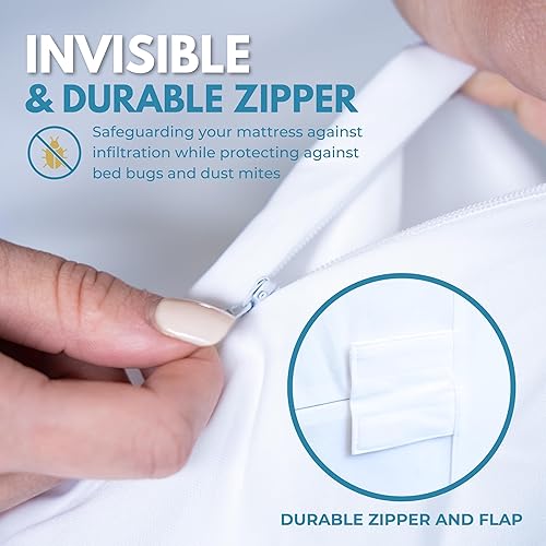 Miniatura 5 de Funda para colchón impermeable de alta calidad con cremallera, tamaño King, 78 x 80 pulgadas, 100% algodón, hipoalergénico, funda de colchón de seis