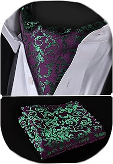 Cravat for Men Silk Paisley Mens Cravat and Pocket Square Set Polka Dot Ascot Tie and Handkerchief for Wedding Party Christmas