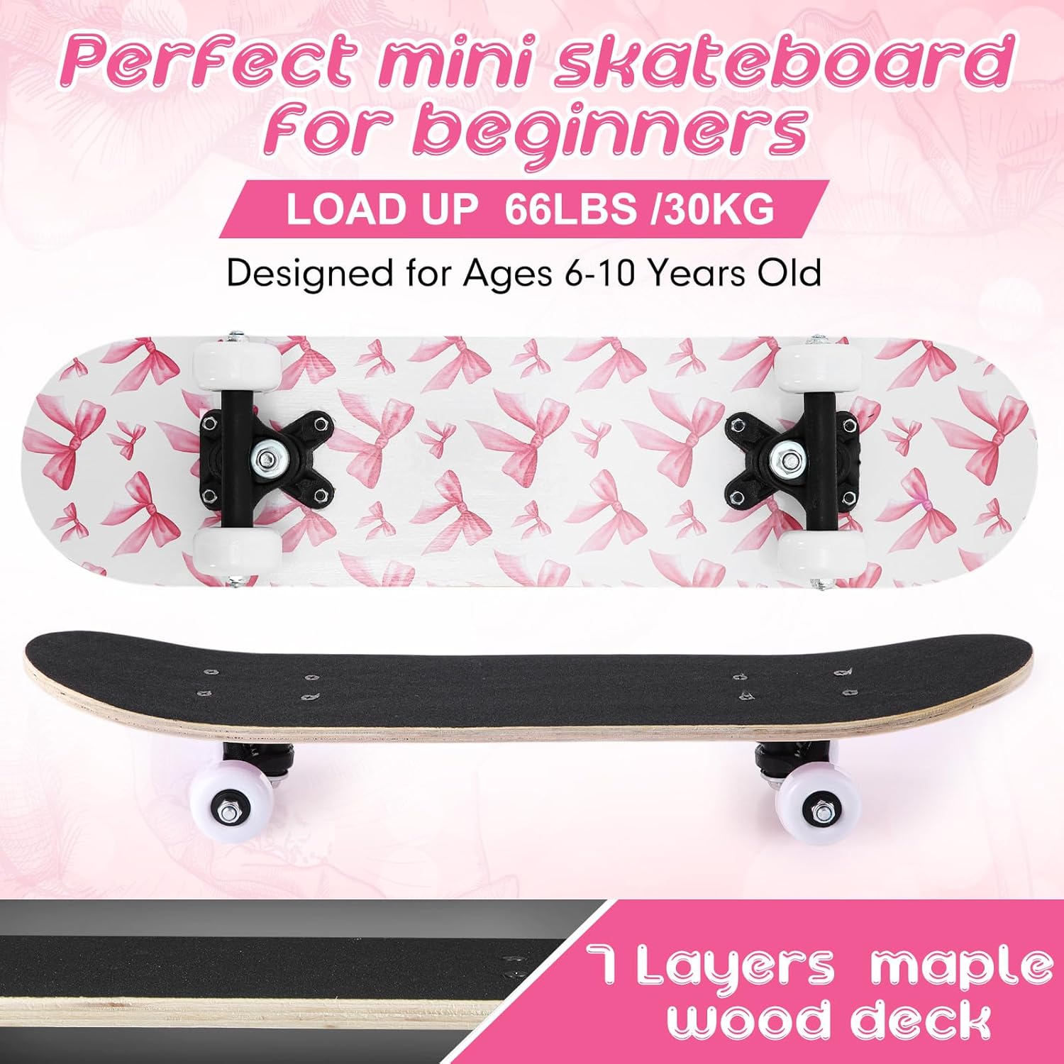 Honoson 7 Pcs Skateboard for Toddlers Beginners Knee Elbow Pads Wrist Guards Gear Set