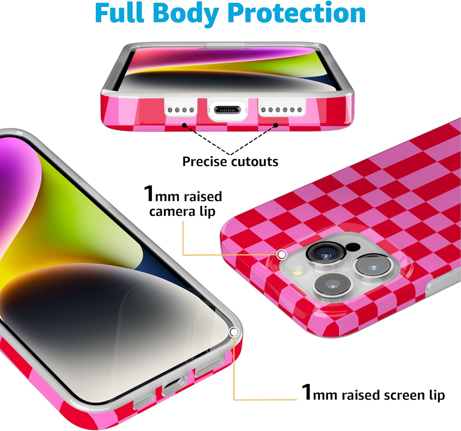 Casely iPhone 15 Pro Max Case | Vibe Check | Pink Checkerboard | Compatible with MagSafe | Classic Ultra Slim Design