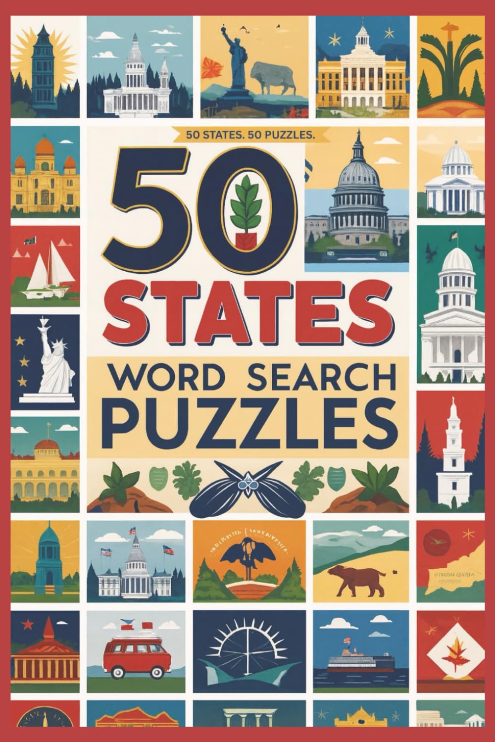 50 States Word Search Puzzles: Word Search Puzzle Book for Adults and Kids – U.S. Geography, Cities, Landmarks, and Capitals | 6x9 Travel Size, 100 Pages, 50 Fun & Educational Puzzles