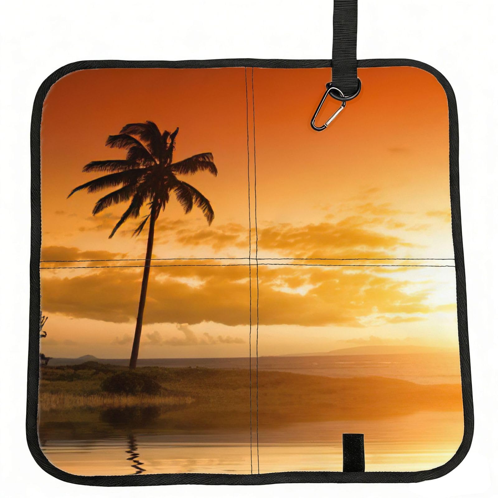 bghdfa Palm Tree Sunset Print Outdoor Sitting Mat Waterproof Oxford Cloth Seat Cushion Folding Foam Camping Seat For Picnic