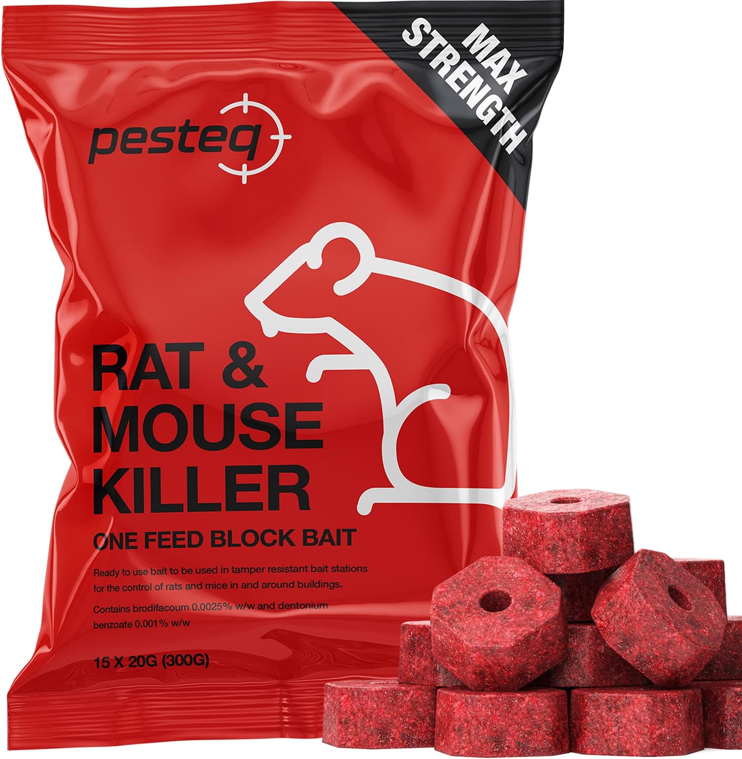 Ratkil Rat & Mouse Grain Bait (18 x25g) Fast Acting, All Weather