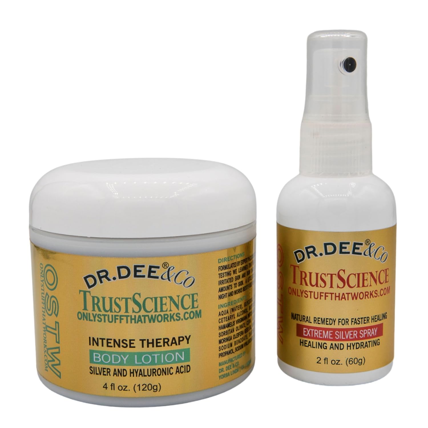 Dr. Dee Co. Skin Reviving Bundle – Hydrating & Soothing Skincare Set for Dry, Sensitive Skin – Extreme Silver Spray + Intense Therapy Body Lotion – Lightweight, Non-Greasy, Fragrance-Free Moisturizer