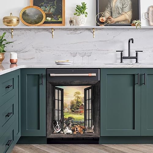 Miniatura 4 de Cubierta magnética para puerta de lavavajillas para mascotas, funda magnética para lavavajillas de perro, divertida funda magnética para