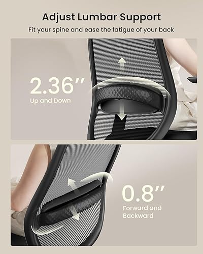 Miniatura 3 de ProtoArc EC200 Silla de oficina ergonómica EC200 Silla de computadora de malla con respaldo alto con soporte lumbar, reposacabezas ajustable 3D y