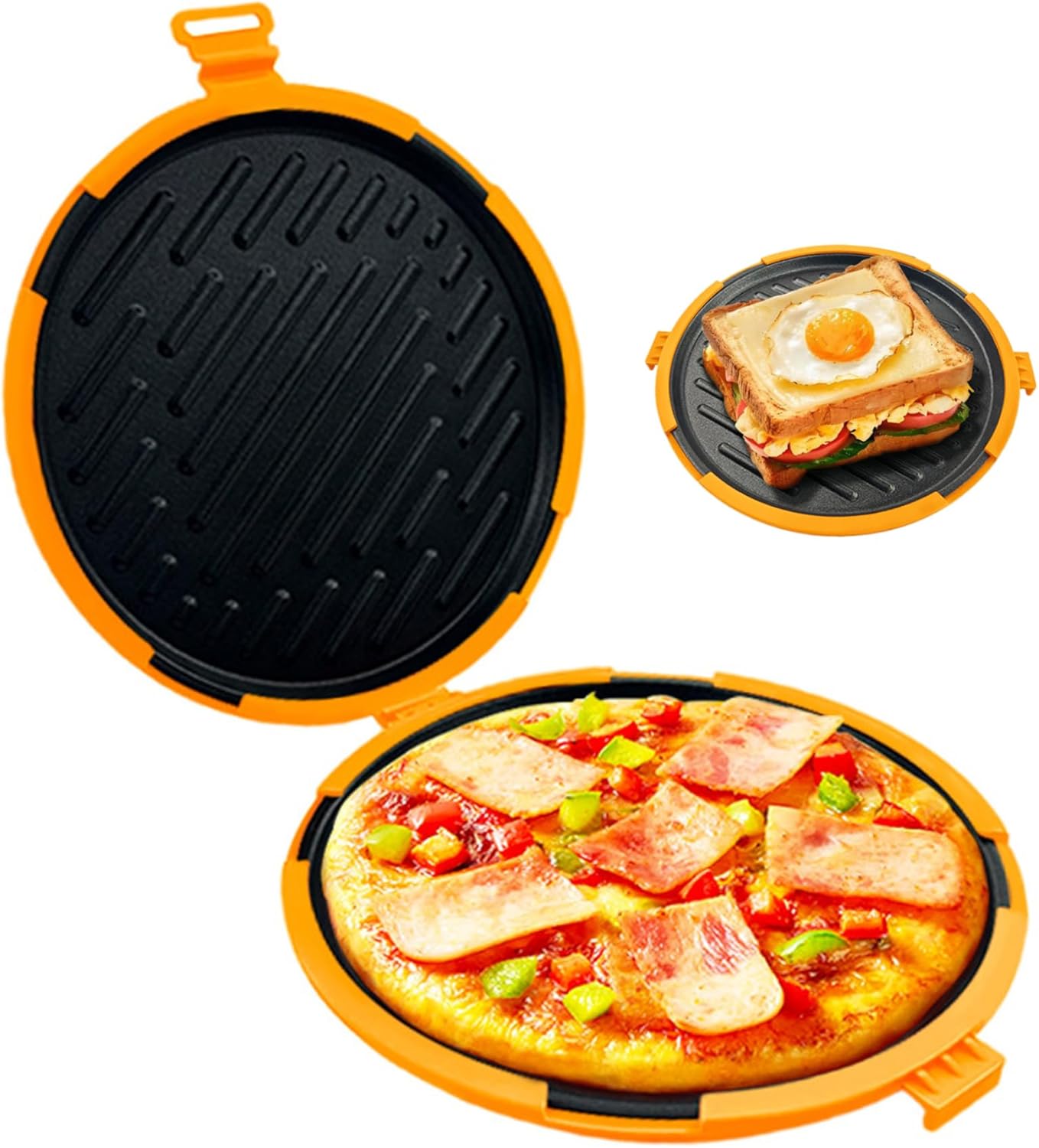 Microwave Grilled Cheese Maker, Pizza Maker, 10in Food Grade Nonstick Microwave Sandwich Multi-functional Heat-Resistant Toastie Pan for Family Gatherings, Daily Cooking
