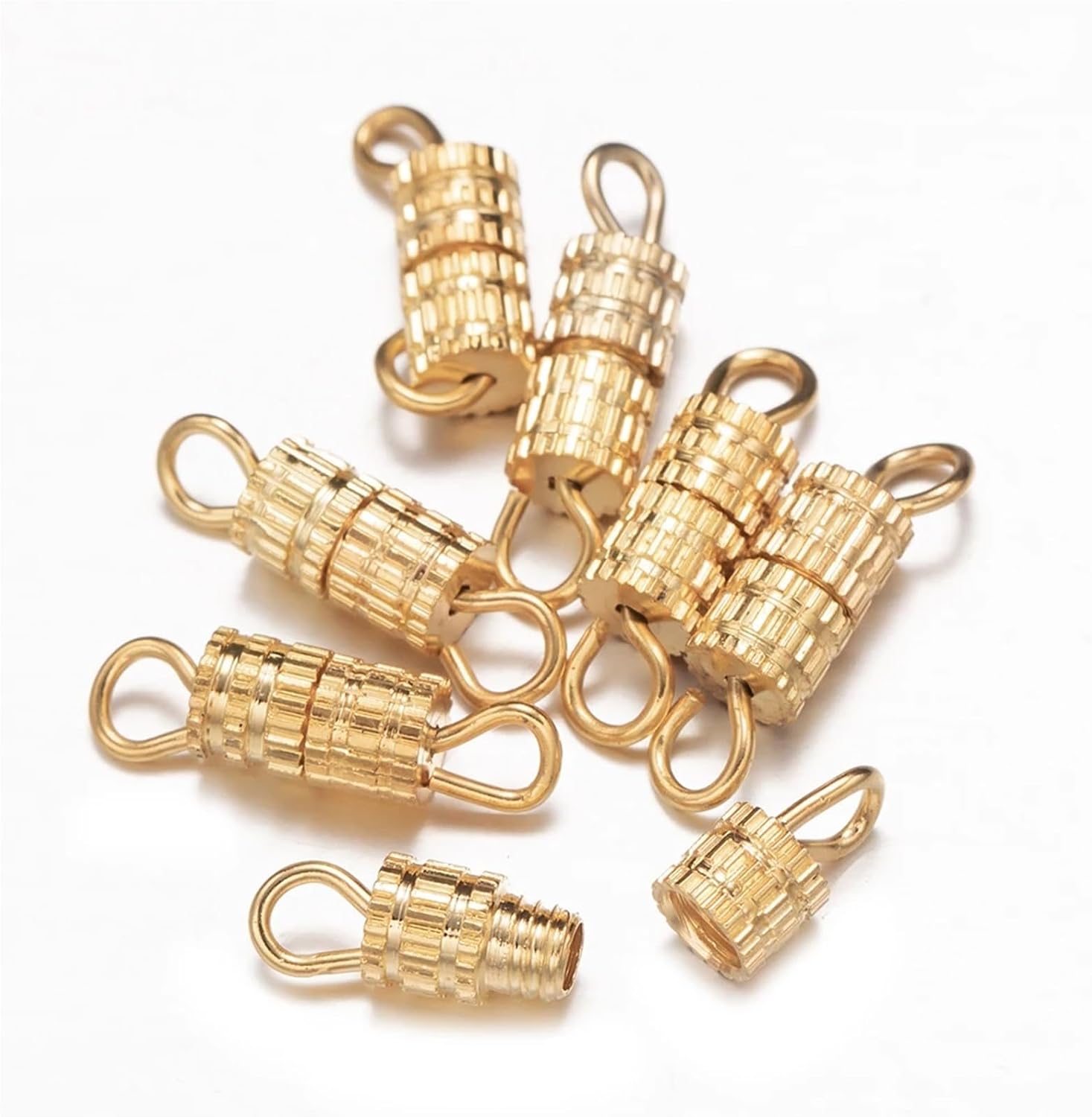 DIY Bracelet Ends with Screw Clasps 200pcs Cylinder Fasteners Buckles Closed End Screw Clasp for DIY Bracelet Necklace Connectors Jewelry Making Material Accessories(Color 2)