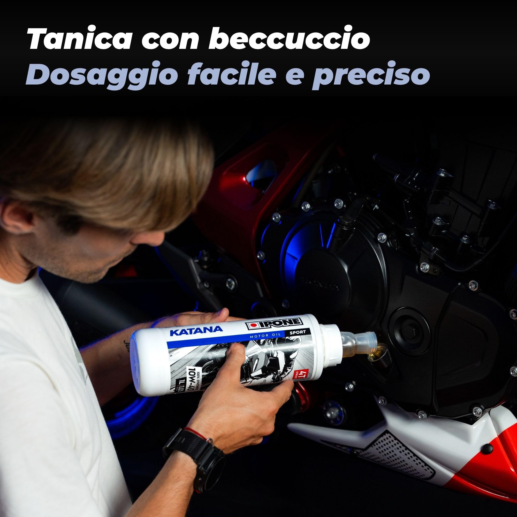 IPONE - Olio Motore 4 Tempi Katana 10W40 Full Power Katana - Tanica da 4 Litri - 100% Lubrificante con Esteri Sintetici - Alte Prestazioni - Cambio più fluido