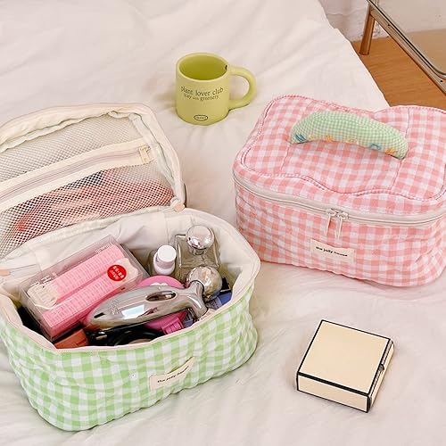 Miniatura 7 de BILIPOPX Bonita bolsa de cosméticos kawaii de viaje, de algodón, organizador de maquillaje con asa, bolsa de aseo para mujeres, adolescentes y