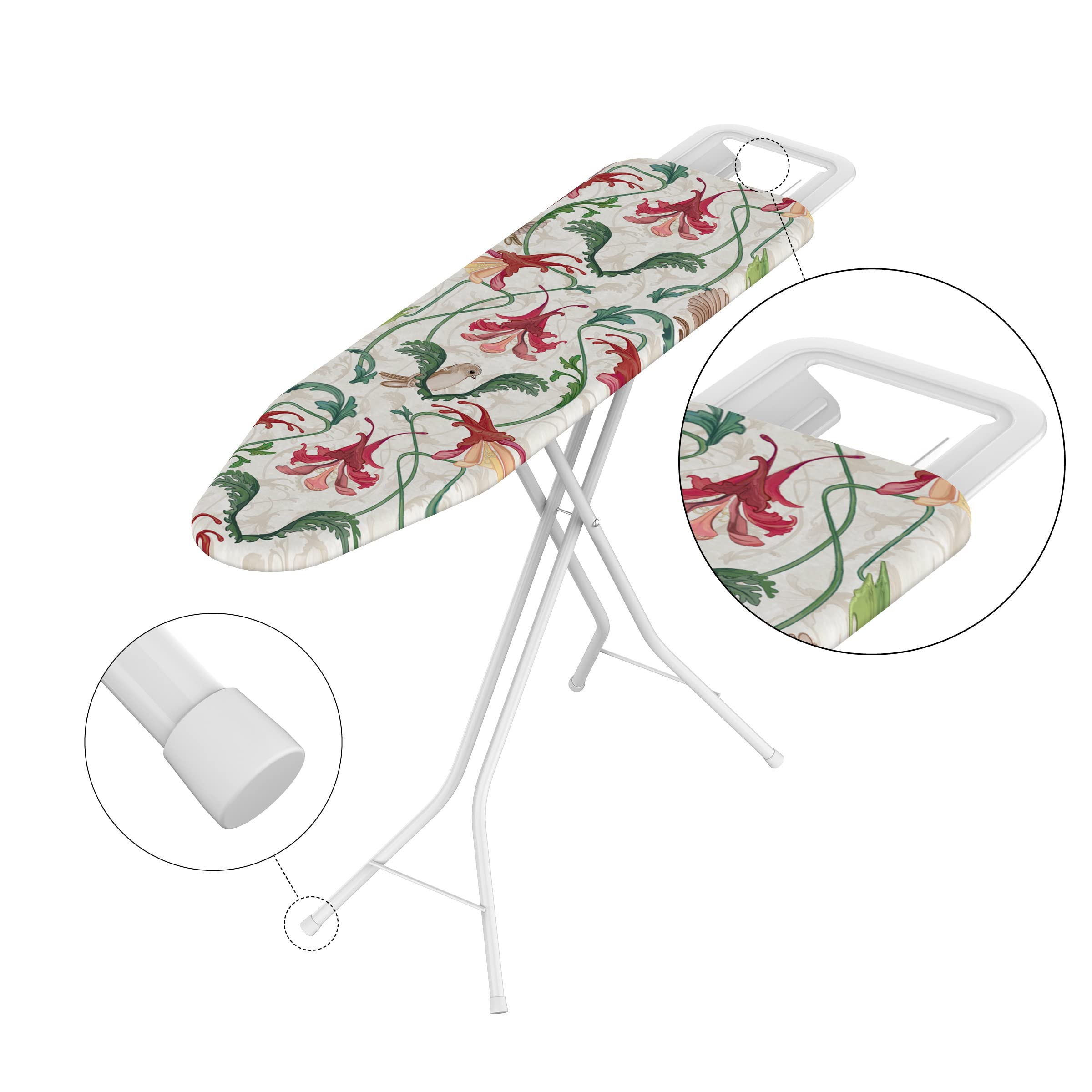 Rörets Asse da Stiro Next White - Struttura in Ferro e Acciaio con Blocco di Sicurezza, Piano in Cotone e Altezza Regolabile in 4 Posizioni - 108 x 32 x 90 cm