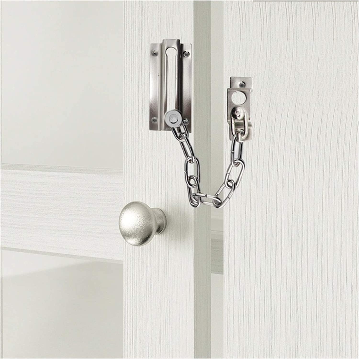 Lucchetto A Catena Di Sicurezza for Porta In Acciaio | Lucchetto a catena di sicurezza in nichel satinato for porte interne e patio