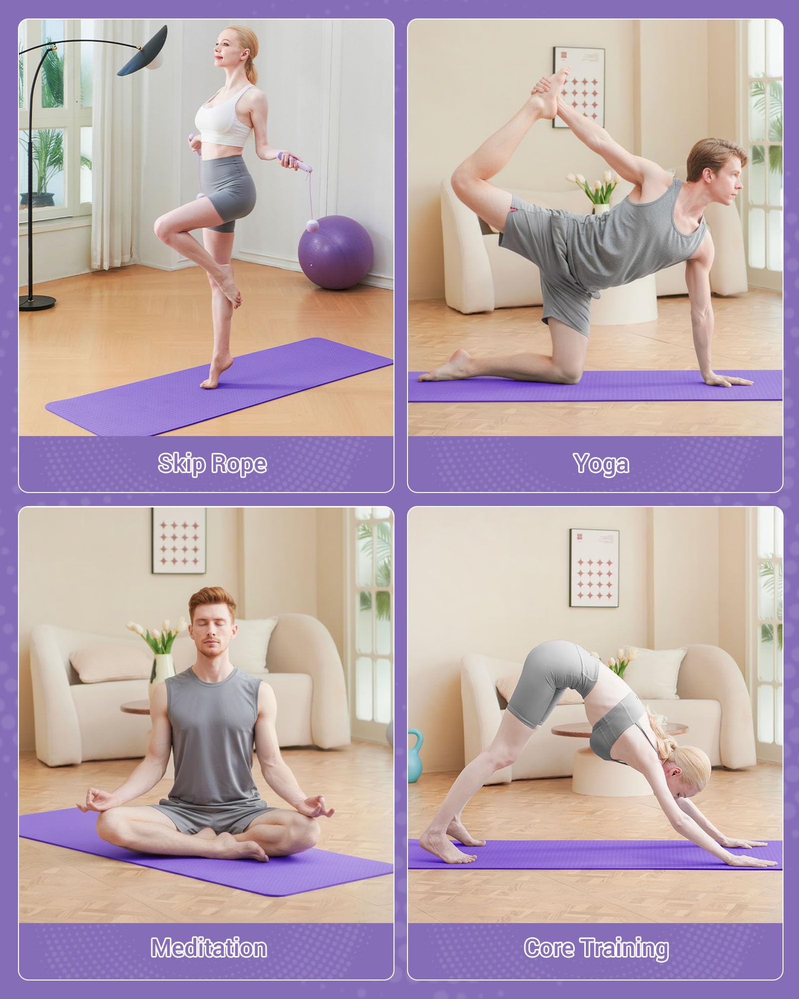 Good Nite Tappetino da ginnastica, yoga, fitness, antiscivolo, per allenamento, sport, turn, pilates, con tracolla, 183 x 61 x 0,6 cm