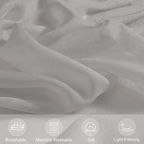 Miniatura 4 de JIUZHEN Cortinas semitraslúcidas filtrantes de luz con ojales para ventana de sala de estardormitorio, 52 pulgadas de ancho x 84 pulgadas de largo,