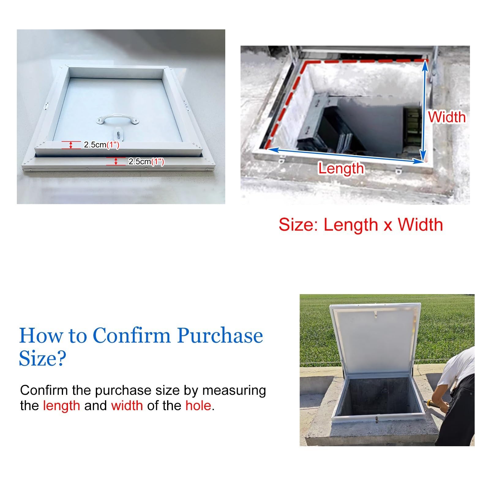 Porte d'accès pour grenier en aluminium, trappe de toit imperméable avec loquet de verrouillage, couverture d'accès sécurisée pour fenêtre de toit et inspection du toit