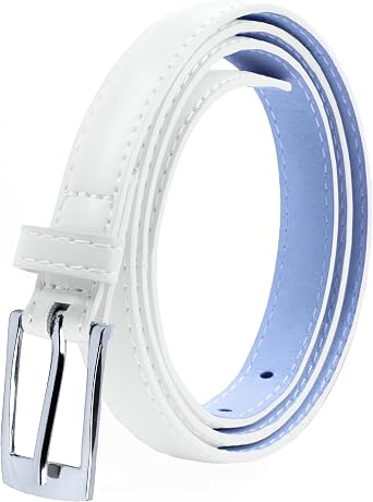 Belle Donne Belt Women, Skinny Dress Belt, Silver Polished Buckle, For Womens Clothes and Fine Dresses, Classy Style