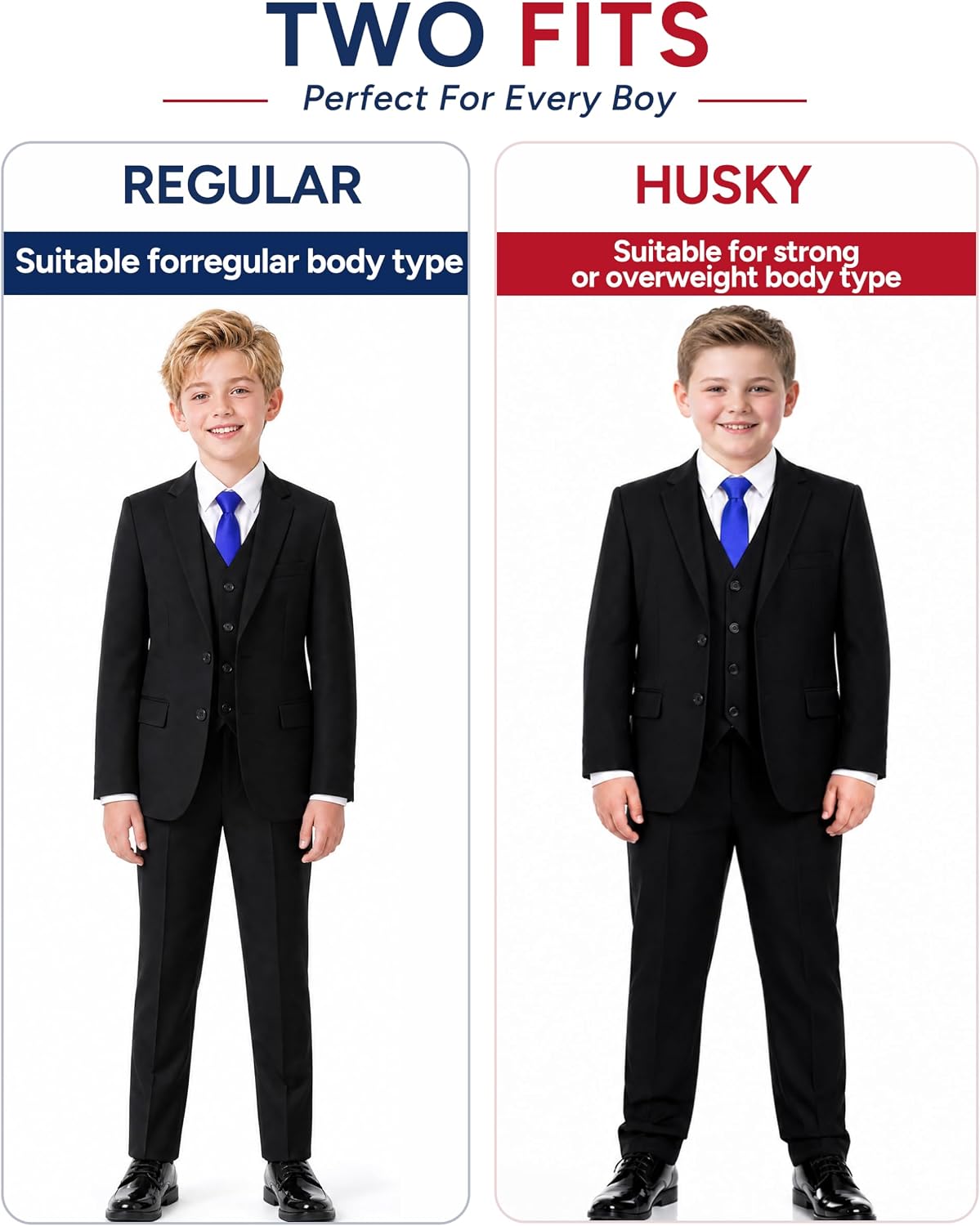 Boys Suit 6-Piece with Suspenders, Regular & Husky Fit