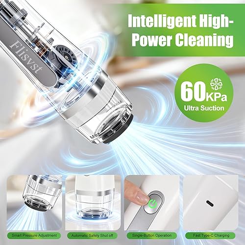 Miniatura 4 de Sellador al vacío compacto para almacenamiento de alimentos, potente máquina selladora al vacío de mano con tanque de agua visible, 30 bolsas de