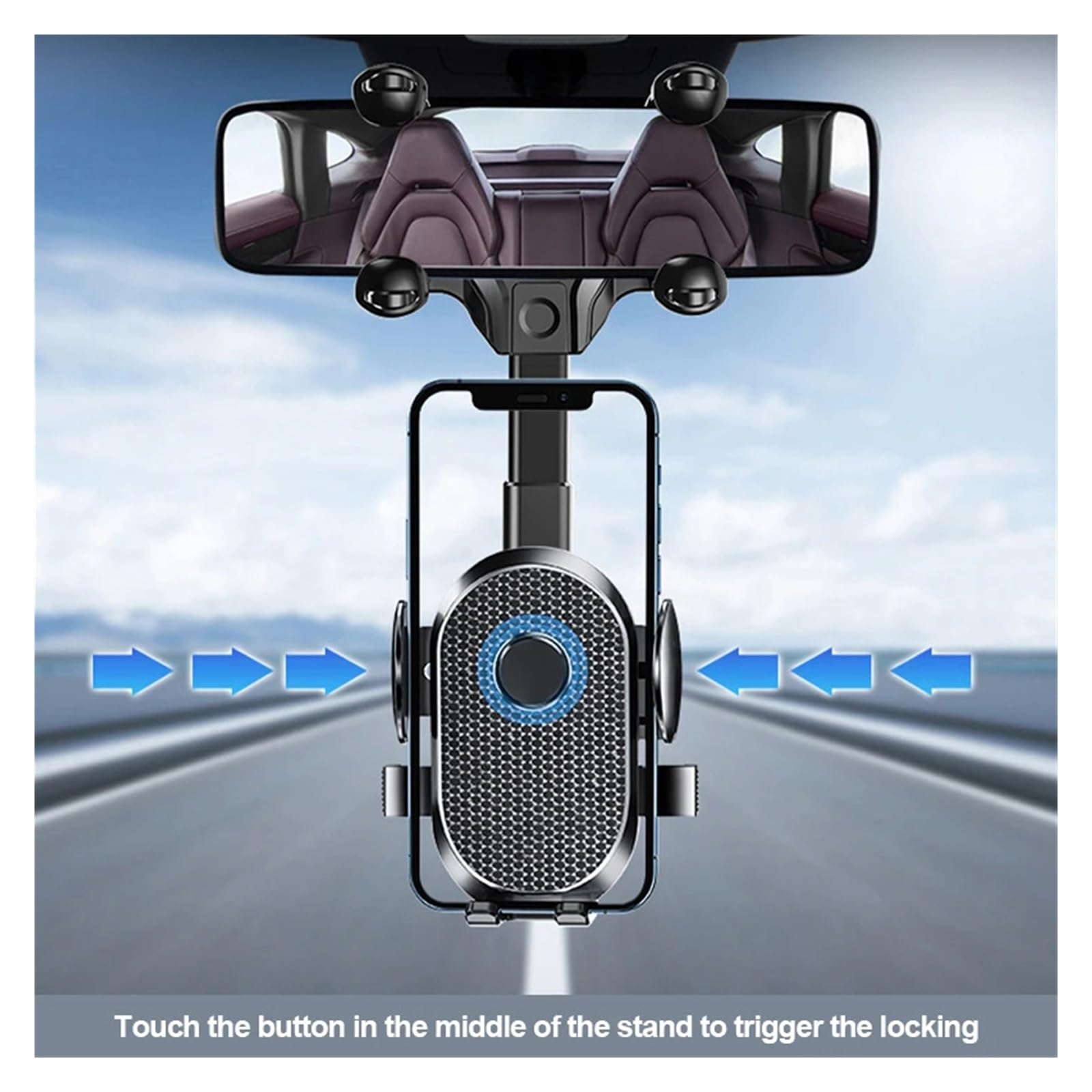 Supporto for telefono da auto con clip retrattile rotazione di 360°