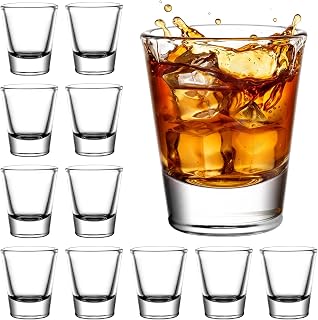 12 Pack Glass Shot Glasses Set,1.5OZ Shot Glasses Bulk With Heavy Base,Small mini Glass Cups for Vodka,Tequila,Espressos,Chocolate,Beer,whiskey