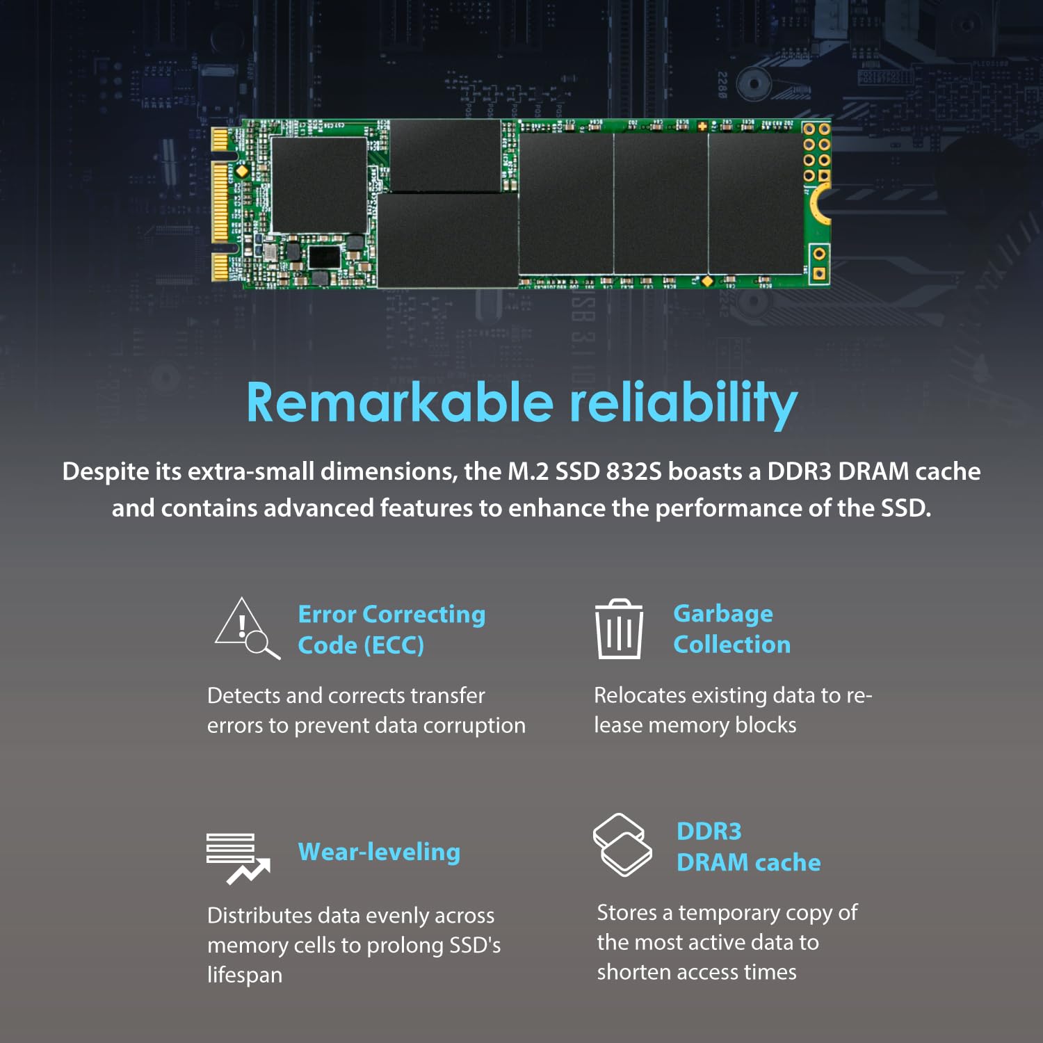 Transcend SSD interno da 512 GB MTS832S M.2 2280 SATA III 6 Gb/s, memoria 3D TLC NAND con cache DRAM, single-sided ultra slim - TS512GBMTS832S