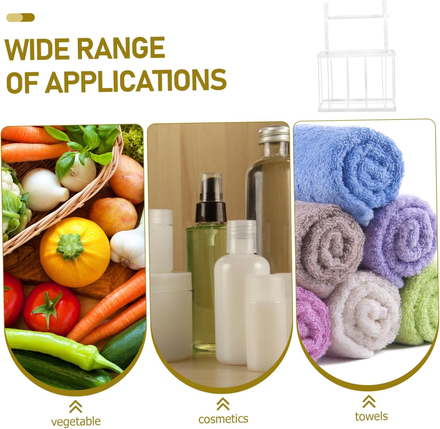 Cabilock Cabinet Door Storage Basket Towel Rack Kitchen Wall-Mounted Organizer Short Door Hanging Basket for Spices and Utensils Wire Storage Solution for Bathroom and Pantry