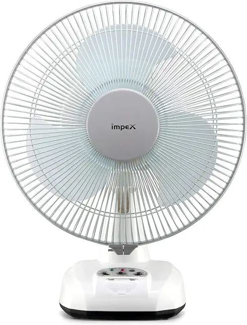 Impex Rechargeable Table Fan with Dual Selection LED Light