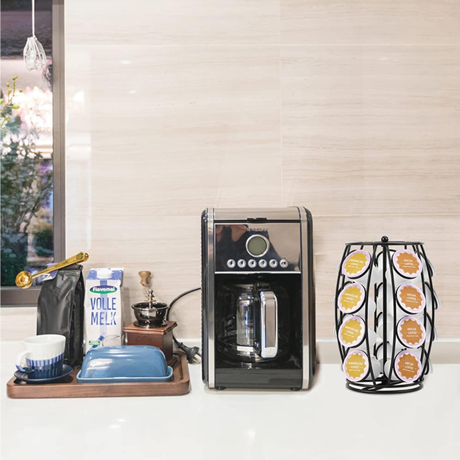 Hcirjhie Coffee Pods Storage Organizer Stand,Coffee Pod Carousel , Spins 360-Degrees,No Assembly Required,1 Count,Black (Capacity of24 Pods, Black)