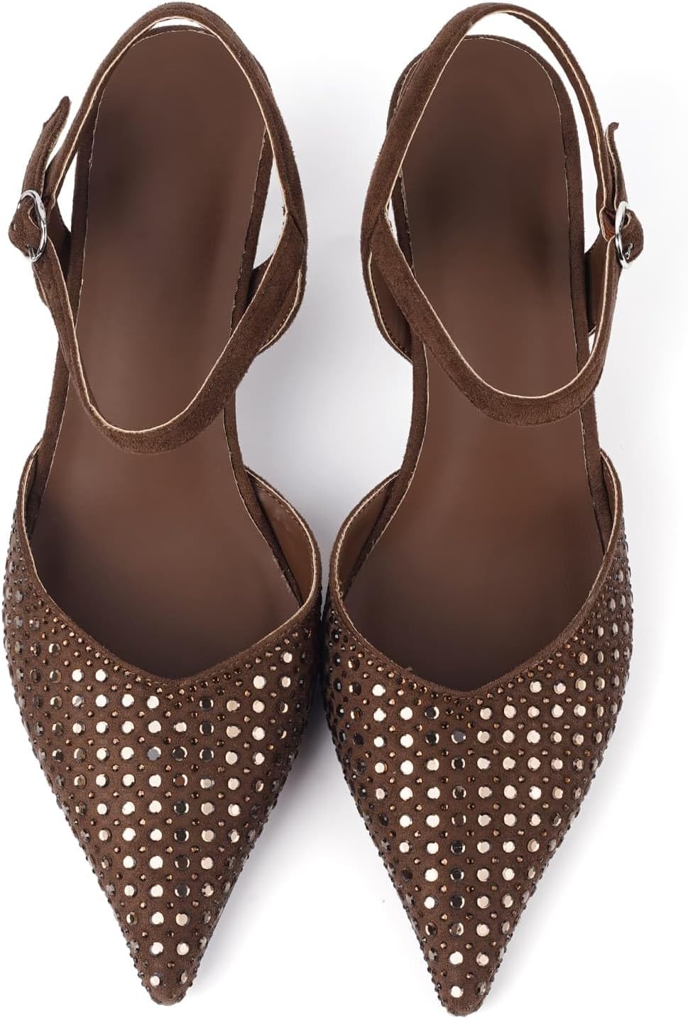 CORNMOOD Slingback Kitten Heels for Women Pointed Toe Stiletto Low Heels with Buckle Strap Heeled Pumps Sandals - Image 7