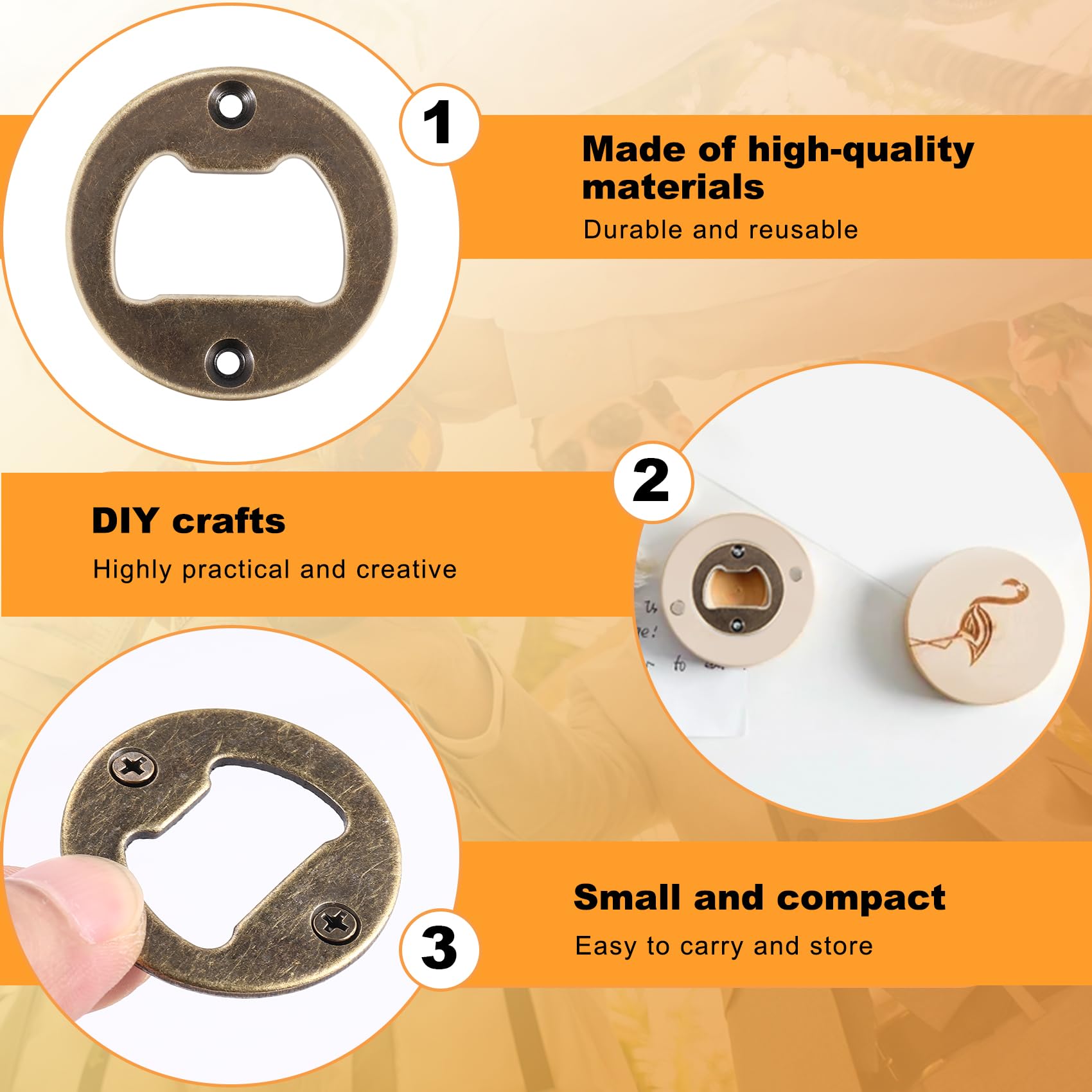 Set 45 Inserti Metallici Per Apribottiglie - Rame E Nero Per Fai Da Te Resina/Legno